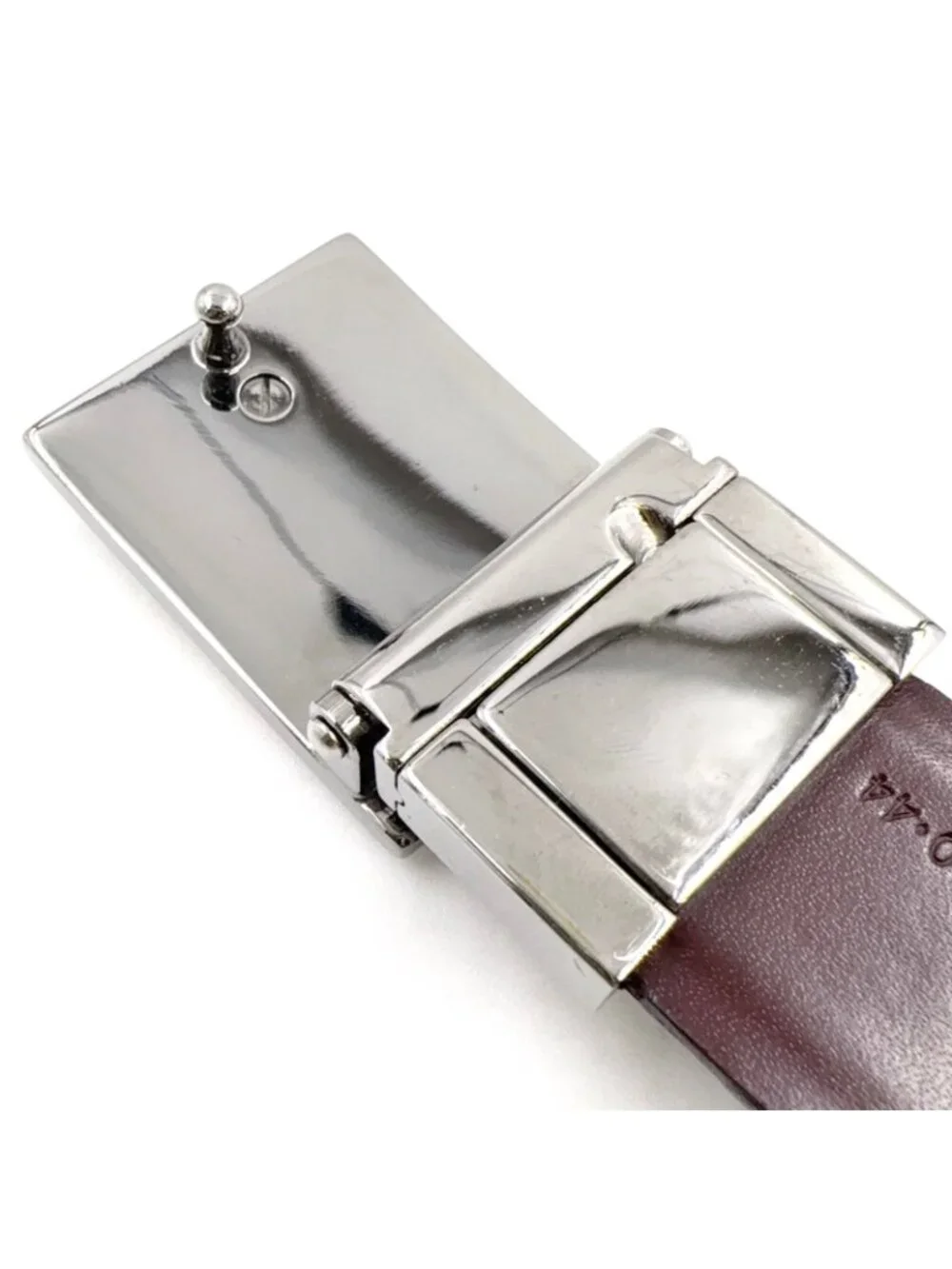 Gucci Square Buckle Leather Black Bordeaux Belt Silver
